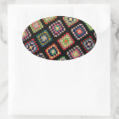 Antiek kleurrijk Granny Squares Classic Pattern Ovale Sticker (Tas)