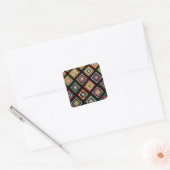 Antiek kleurrijk Granny Squares Classic Pattern Vierkante Sticker (Envelop)