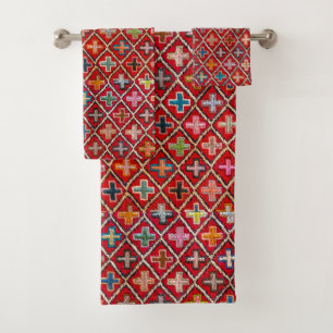 Antiek kleurrijk Oriental Dhurrie Rug Bad Handdoek
