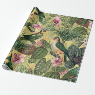 Antiek kleurrijk parrots Tropisch Oerwoud Patroon Cadeaupapier