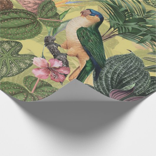 Antiek kleurrijk parrots Tropisch Oerwoud Patroon Cadeaupapier (Hoek)