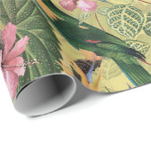 Antiek kleurrijk parrots Tropisch Oerwoud Patroon Cadeaupapier (Rol Hoek)