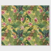 Antiek kleurrijk parrots Tropisch Oerwoud Patroon  Cadeaupapier (Vlak)