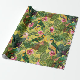 Antiek kleurrijk parrots Tropisch Oerwoud Patroon  Cadeaupapier