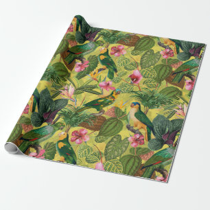 Antiek kleurrijk parrots Tropisch Oerwoud Patroon  Cadeaupapier