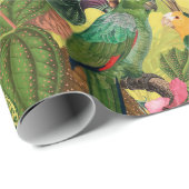 Antiek kleurrijk parrots Tropisch Oerwoud Patroon  Cadeaupapier (Rol Hoek)