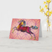 Antiek kleurrijke geïllustreerde Kaart voor paarde (Gele Bloem)