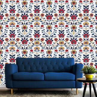 Antiek Kleurrijke Indiase bloemenmotief Pattern Ro Behang