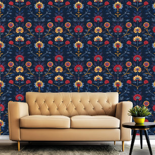 Antiek Kleurrijke Indiase bloemenmotief Pattern Ro Behang