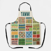 Antiek Kleurrijke Patchwork Custom Monogram Naam Schort (Voorkant)