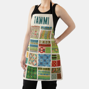 Antiek Kleurrijke Patchwork Custom Monogram Naam Schort