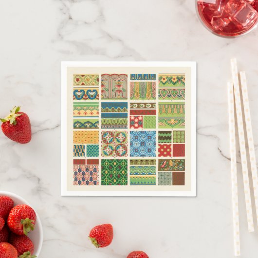 Antiek Kleurrijke Patchwork Papier Servet (Insitu)