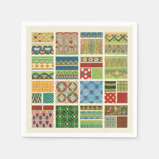 Antiek Kleurrijke Patchwork Papier Servet (Voorkant)