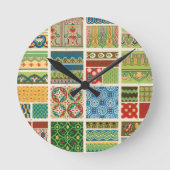 Antiek Kleurrijke Patchwork Ronde Klok (Voorkant)