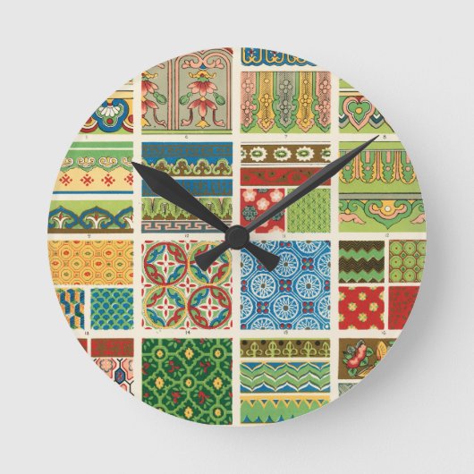 Antiek Kleurrijke Patchwork Ronde Klok (Voorkant)