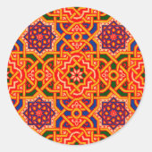 Antiek Kleurrijke Tapijtprint Ronde Sticker (Voorkant)