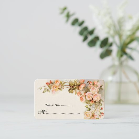 Antiek klimmen Rozen, bruiloft-tafelnummer Plaatskaartje (Staand voorkant)