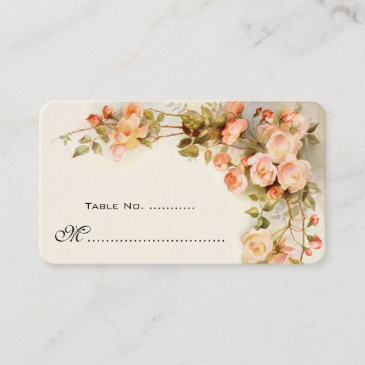Antiek klimmen Rozen, bruiloft-tafelnummer Plaatskaartje (Voorkant)