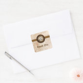 Antiek klok Dank jullie Stickers, Brown Vierkante Sticker (Envelop)
