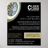 Antiek klok, Horoloog Adverteren Poster (Voorkant)