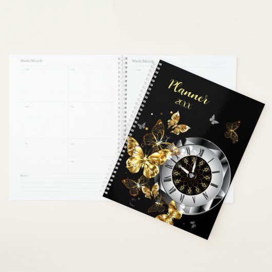 Antiek klok met Golden Butterflies Planner (Display)