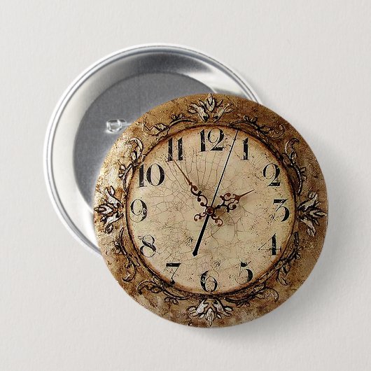 Antiek klok ronde button 7,6 cm (Voorkant /achterkant)