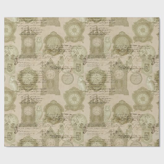 Antiek klokken en eigenaar cadeaupapier (Vlak)