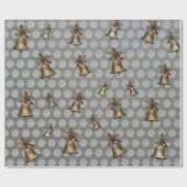 Antiek Klokken en Sneeuwvlokken op Staalgrijs Cadeaupapier (Vlak)