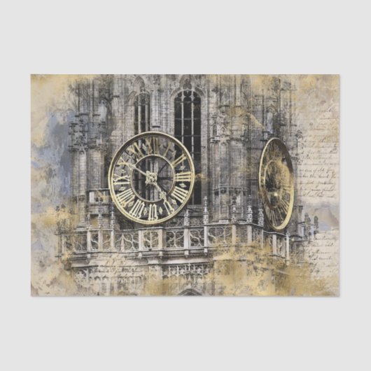 Antiek kloktoren | ontkoppeling van Steampunk Tissuepapier (Voorkant)