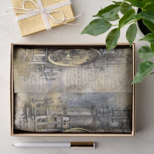 Antiek kloktoren | ontkoppeling van Steampunk Tissuepapier (Geschenk)