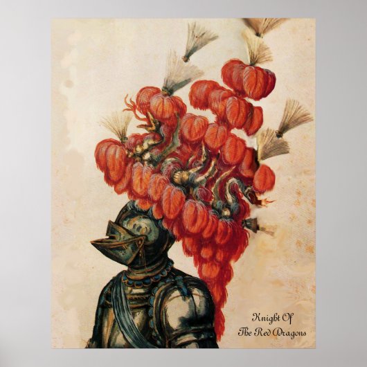ANTIEK KNIGHT HELMET, DRAGONS EN RODE VREEMDEN POSTER (Voorkant)