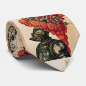 ANTIEK KNIGHT HELMET, DRAGONS EN RODE VREEMDEN STROPDAS (Opgerold)