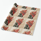 ANTIEK KNIGHT HELMET, DRAGONS EN ROOD VAN ZADEN CADEAUPAPIER (Uitgerold)