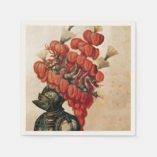 ANTIEK KNIGHT HELMET , DRAGONS SERVETTEN