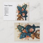 ANTIEK KNIGHT HELMET EN RED BLUE FEATHERS Pearl Visitekaartje (Voorkant / Achterkant)