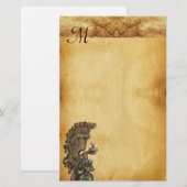 ANTIEK KNIGHT HELMET MET ELGF-parchment Briefpapier (Voorkant / Achterkant)