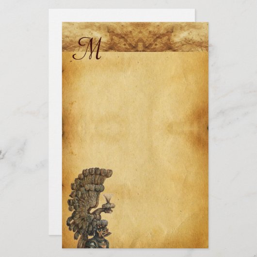 ANTIEK KNIGHT HELMET MET ELGF-parchment Briefpapier (Voorkant / Achterkant)