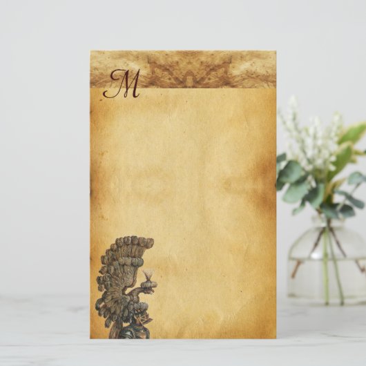 ANTIEK KNIGHT HELMET MET ELGF-parchment Briefpapier (Staand voorkant)