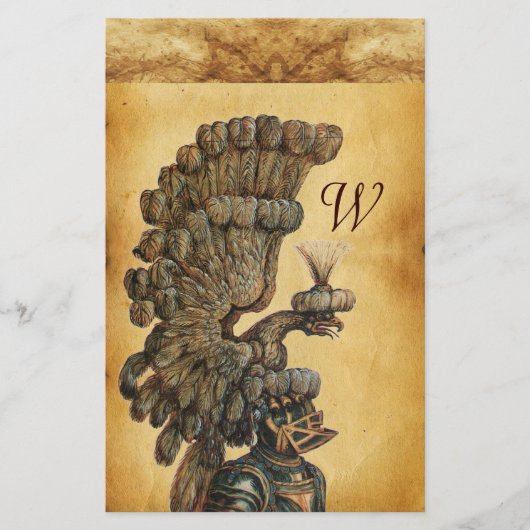 ANTIEK KNIGHT HELMET MET ELGF-parchment Briefpapier (Voorkant)