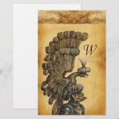 ANTIEK KNIGHT HELMET MET ELGF-parchment Briefpapier (Voorkant / Achterkant)