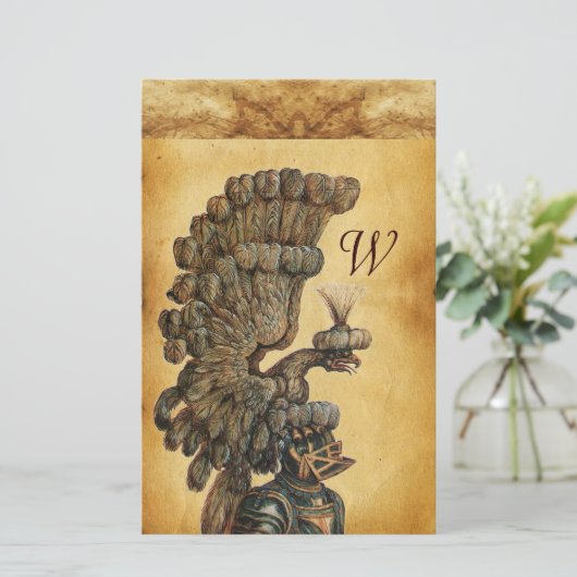 ANTIEK KNIGHT HELMET MET ELGF-parchment Briefpapier (Staand voorkant)