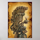 ANTIEK KNIGHT HELMET MET ELGF-parchment Poster (Voorkant)