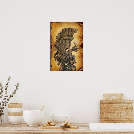 ANTIEK KNIGHT HELMET MET ELGF-parchment Poster (Keuken)