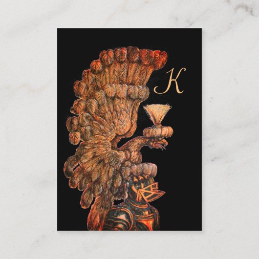 ANTIEK KNIGHT HELMET MET ELGF WINGS MONOGRAM VISITEKAARTJE (Achterkant)