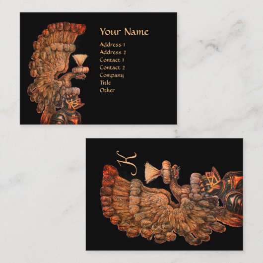 ANTIEK KNIGHT HELMET MET ELGF WINGS MONOGRAM VISITEKAARTJE (Voorkant / Achterkant)