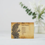 ANTIEK KNIGHT HELMET MET ELGF WINGS PARCHMENT VISITEKAARTJE (Staand voorkant)