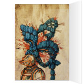 ANTIEK KNIGHT HELMET MET RODE BLAUWE VEREN (Binnen (Links))