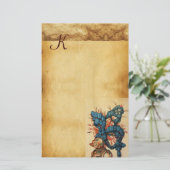 ANTIEK KNIGHT HELMET MET RODE BLAUWE VEREN BRIEFPAPIER (Staand voorkant)