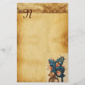 ANTIEK KNIGHT HELMET MET RODE BLAUWE VEREN BRIEFPAPIER (Voorkant)