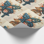 ANTIEK KNIGHT HELMET MET RODE BLAUWE VEREN CADEAUPAPIER (Hoek)